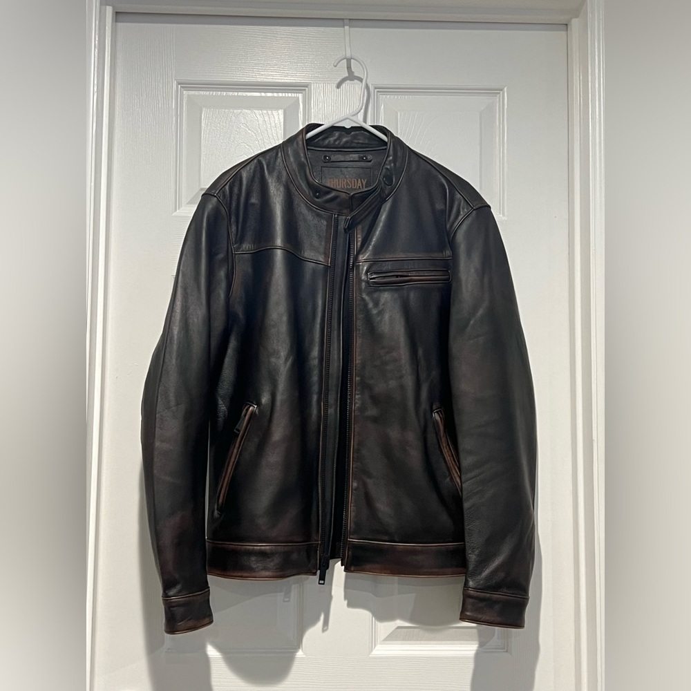 Thursday Boot Company Black Coffee Leather Roadster Jacket Athletic Medium